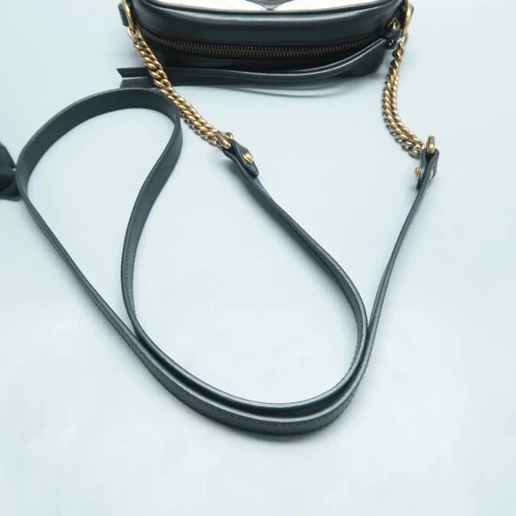 100% Authentic GUCCI Black&White Leather Shoulder Bag 796-102824 - Picture 9 of 12